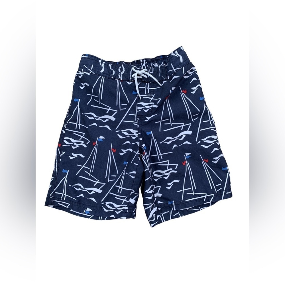 Janie and Jack Size 6 Nautical Sailbaot Print Swim Trunks